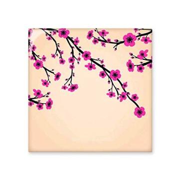 Imagem de Azulejo de cerâmica japonês rosa preto Sakura Art brilhante decalque pedra adornada tijolo vitrificado