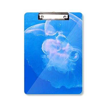 Imagem de Prancheta de água-viva azul oceano ciência natureza natureza pasta bloco de notas placa de apoio A4