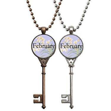 Imagem de OFFbb-USA Elegante Orquídea Fevereiro Design Padrão Chaveiro Colar Pingente Joias Decoração de Casal