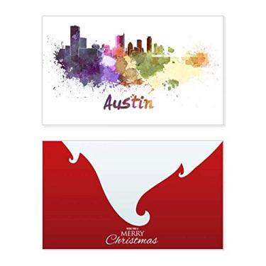 Imagem de Austin America City Aquarela Feriado Feliz Natal Cartão de parabéns Mensagem de Natal