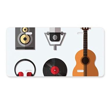 Imagem de DIYthinker Fone de ouvido de guitarra, CD, microfone, música, placa de automóvel, decoração de placa de carro