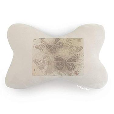 Imagem de DIYthinker Almofada de apoio de cabeça elegante vintage cinza borboleta para decoração de carro, decoração de pescoço