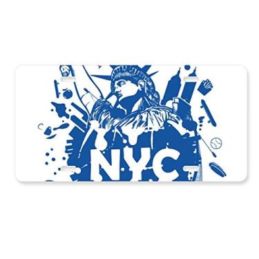 Imagem de DIYthinker Placa de carro da cidade de Nova York, EUA of Liberty, acessório de aço inoxidável para decoração de carro