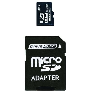 Imagem de Dane-Elec Cartão de memória flash microSDHC Classe 4 de 8 GB com adaptador SD DA-2IN1-08G-R