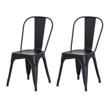 Imagem de Kit 2 Cadeiras Tolix Iron Design Preto Fosco Aço Industrial Sala Cozin