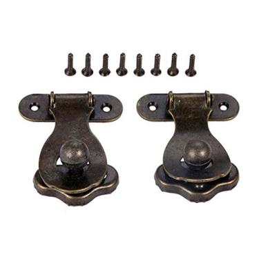 Imagem de 2 pcs Antique Caixa de Jóias de Metal Cadeado Hasp Bloqueado Vinho De Madeira Caixa De Presente Bolsa Buckle Vintage Trava Clasps Lock 35 * 46mm YYDFPIIA