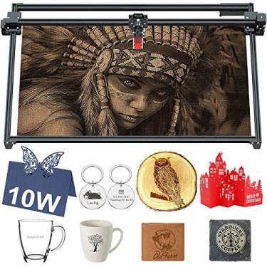 Imagem de ZBAITU Gravador a laser grande M81, cortador a laser de energia óptica de 10W, máquina de corte de gravação a laser de diodo de alta precisão de 80 W para DIY metal madeira de couro acrílico, suporte a queimaduras, área de trabalho de 31,8 x 45,1 polegadas