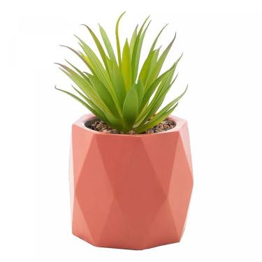 Imagem de Cachepot de Cimento C/Suculenta Diamond Salmao 7,5cm 61583 - Wolff