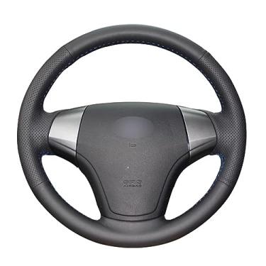Imagem de Capas de volante de carro de couro preto costuradas à mão, para Hyundai Elantra 2006-2010
