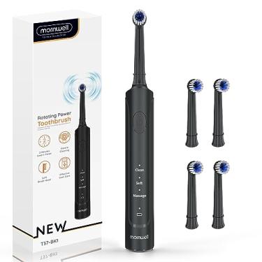 Imagem de (Deep Black) - Mornwell Rotary Electric Toothbrush D03B - 3 Modes USB Fast Charging Power Rechargeable Sonic Toothbrush, IPX7 Waterproof Spinning Toothbrushes with 2 Minutes Smart Timer and 2 brush heads for Adults