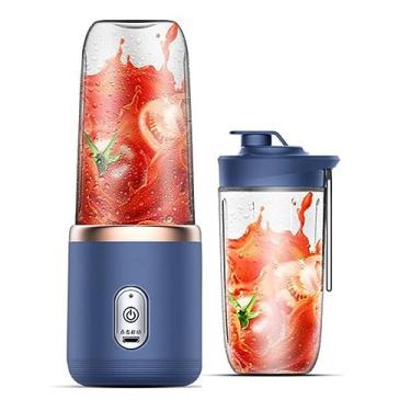 Imagem de Original Fresh Juice Mini Liquidificador Portátil Elétrico Copo Liquidificador Portatil Recarregável USB Sem Fio Base (400ml, azul)