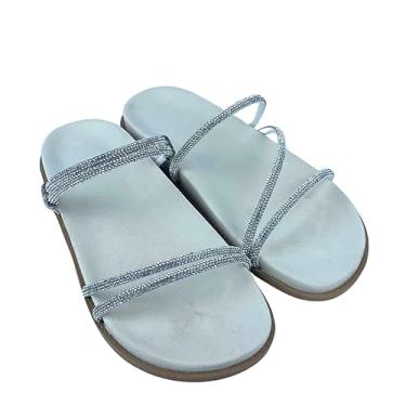 Imagem de Kit com 2 Pares Sandália Birken Moda Feminina Com Strass 01 e 02 (Branco e Branco, BR, Adulto, Numérico, 33)