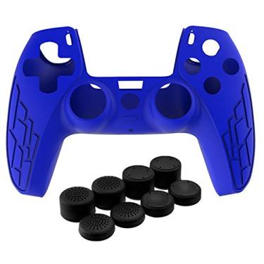 Imagem de Capa protetora de silicone para PS5 + tampa oscilante, TwiHill, branco, vermelho, azul, preto (Azul)