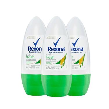 Imagem de Kit Desodorante Roll On Rexona Stay Fresh Bamboo E Aloe Vera 50ml - 3 Unidades