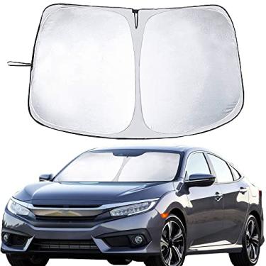 Imagem de EcoNour Para-brisa de carro para Honda Civic (2016 - 2021) | Material de poliéster 240T durável acessórios de carro para Honda Civic | Para-sol automotivo para interiores | Viseira de sol com bolsa de armazenamento