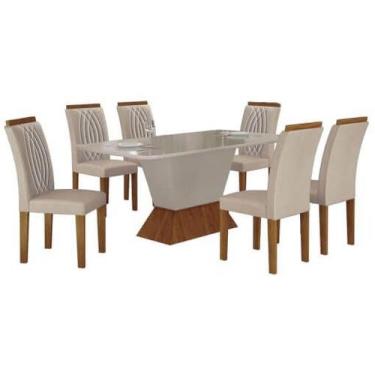 Imagem de Mesa De Jantar Completa Com 6 Cadeiras 180X90m Larissa Leifer Móveis -