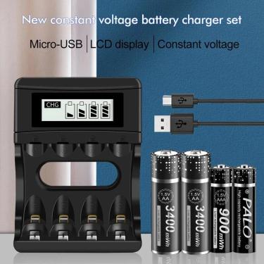 Imagem de Bateria recarregável 1.5v aa 3400 mwh  1.5v aaa 900 mwh li-ion baterias recarregáveis  carregador