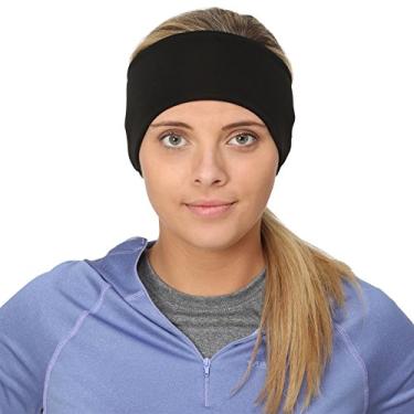 Imagem de TrailHeads Tiara feminina de rabo de cavalo - faixa de cabelo com absorção de umidade para corrida, inverno, treino - faixa atlética feminina - preta