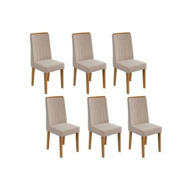 Imagem de Kit 6 Cadeiras Sala Jantar Exclusive 6 Un Rovere/Amêndoa/Veludo Naturale Creme - Lopas