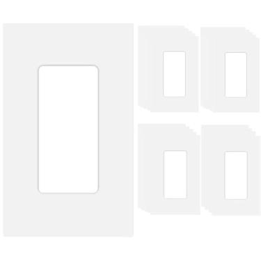 Imagem de Pacote com 20 capas de placa de parede para tomada de interruptor de 1 gangue, placa frontal elétrica para interruptor de luz, interruptor inteligente, receptáculo, reguladores, tomada USB, GFCI, branco