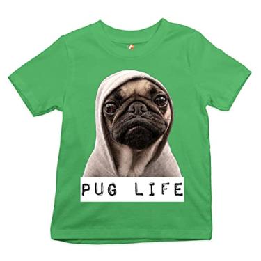 Imagem de Camiseta infantil divertida Pug Life Gangsta Parody Hipster Humor Dog Pet Boys Girls, Verde, XG