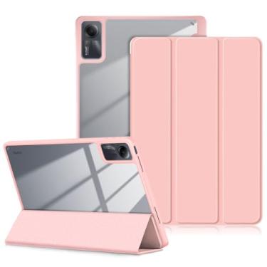 Imagem de DINGGUAGUA Capa para Xiaomi Redmi Pad SE 11 polegadas à prova de choque com capa traseira transparente transparente para Xiaomi Redmi Pad SE 2023 Auto Wake/Sleep, rosa