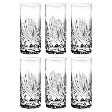 Imagem de Barski Copo de cristal Highball - Vidro - Conjunto de 6 copos HB - Copos Hiball - Cristal cortado à mão - Copos de beber - para água, suco, vinho, cerveja e coquetéis - 368 g Feito na Europa