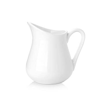 Imagem de Nucookery Creme clássico de porcelana fina branca de 227 g com alça, jarra pequena para molhos, salada, café, leite, mais, seguro para micro-ondas e freezer (227 g, conjunto/1)