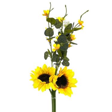 Imagem de Ramalhete de Girassol Flor Artificial X5 Decorativa