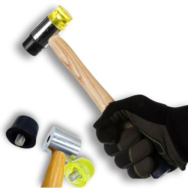 Imagem de Martelo de Borracha Nylon Intercambiável Profissional Luthieria com Ponta Cabeça Dupla Substituível Martelinho de Ouro de Precisão Nivelamento Trastes Fricção Fret Slot