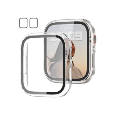 Imagem de Pacote com 2 Capa Bumper Vidro temperado fosca compatível com Apple Watch Series 9 8 7 41mm/45mm/ ultra 49mm (Transparente, 45MM)