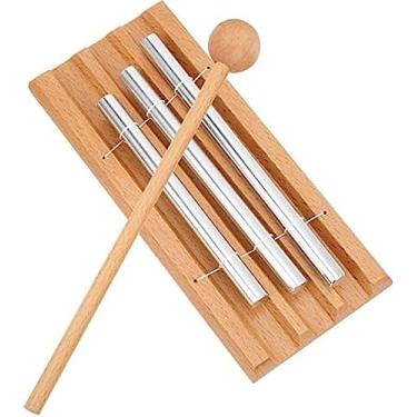 Imagem de Conjunto de martelo de tambor de sinos de vento de 3 polos, instrumento de percussão educacional para crianças, xilofone com martelo, instrumento de percussão de xilofone com feriado de mart