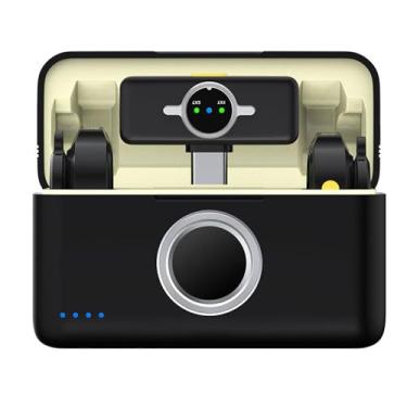 Imagem de YMgizmos-Microfone sem fio do grampo do colar, para iPhone 11/12/13/14/15, ipad, Play and Plug, Cancelar Ruído Inteligente, Case de Carregamento, 328ft, 40H, ideal para Vlog-Preto (Interface Tipo-C)