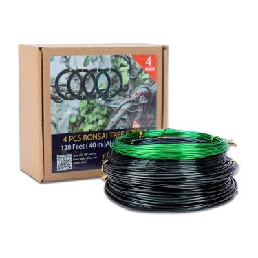 Imagem de ZELARMAN Conjunto de 4 fios de treinamento de bonsai - Total 32 pés (32 pés cada tamanho) 3 tamanhos - 1,0 mm, 1,5 mm, 2,0 mm - resistente à corrosão e à ferrugem