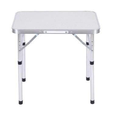 Imagem de Mesa Dobravel Portatil Maleta Retangular Com Ajuste Altura Alumínio Cor Branco Camping Praia Piquenique 90*60*70cm WCT FITNESS