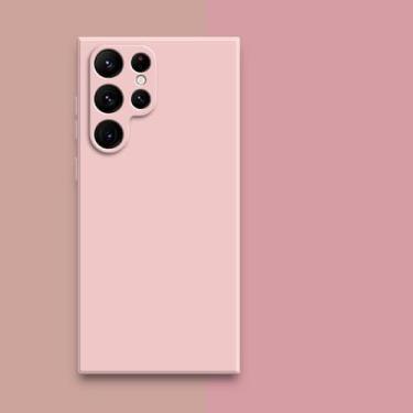 Imagem de Capa quadrada de silicone líquido para Samsung Galaxy S23 S24 Ultra S22 Plus S21 FE S20 Note 20 10 S8 9 10 Plus Protetora de tecido macio telefone Back Cove, rosa, para Samsung S23 Ultra