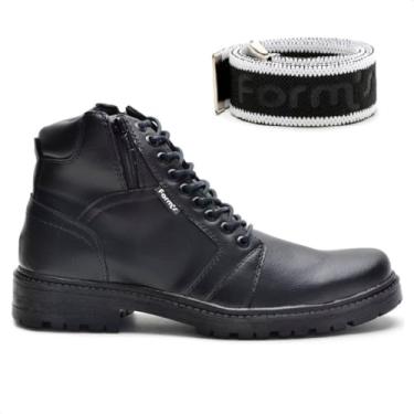 Imagem de Kit Bota Coturno Masculino Casual Conforto Macia Zíper + Boné Preto