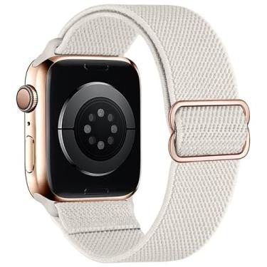 Imagem de Yaber Pulseiras de nylon elástico compatíveis com Apple Watch de 38 mm, 40 mm, 42 mm, 44 mm, 45 mm, 49 mm, ajustável, trançada, esportiva, elástica, compatível com a série iWatch Ultra