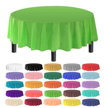 Imagem de Toalha de mesa Allgala de plástico premium com 12 unidades, peso médio, descartável, Lime Green, 6PK Round 84"