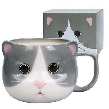 Imagem de ToCooTo Caneca de gato 400 ml Caneca de café de cerâmica 3D Caneca de chá de porcelana 3D para mulheres Kawaii, presentes de gato para amantes de gatos, presentes de Natal, inauguração de casa,