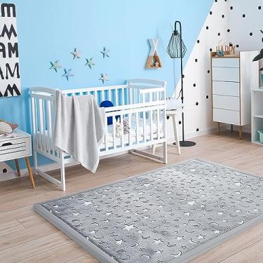 Imagem de MAXYOYO Tapete de brinquedo para bebês, tapete acolchoado macio com espuma viscoelástica de 3 cm de espessura com suporte antiderrapante, tapete de tatame japonês para sala de estar para crianças pequenas e crianças