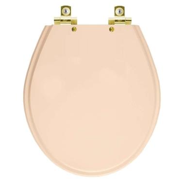 Imagem de Assento Sanitário Soft Close Ravena Rosa Floral para vaso Deca com Ferragem Dourada