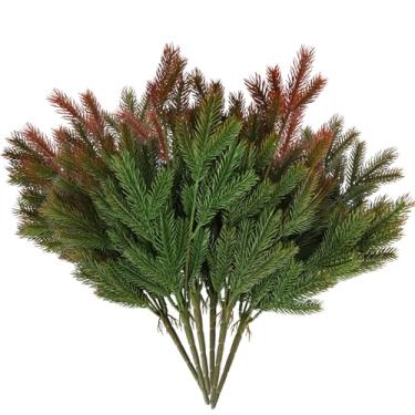 Imagem de RECUTMS Galhos artificiais de pinheiro de Natal 6 peças - 41,5 cm, folhas de pinheiro verde falso, raminho, guirlanda, guirlanda, vaso faça você mesmo, casa, jardim, férias, inverno, decoração