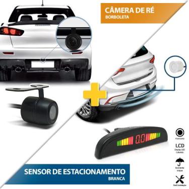 Imagem de Kit Sensor de Ré Branco + Câmera Traseira Fox 2003 2004 2005 2006 2007