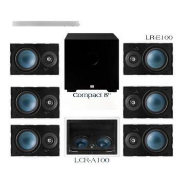 Imagem de Kit 7.1 Aat Caixa Embutir 1x Lcra100 6x Lre100 Sub Compact 8, Preto