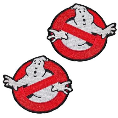 Imagem de 2 peças compatíveis com Caça-Fantasmas Halloween bordado ferro em costurar em adesivos engraçados NO Ghost Anti Ghostbusters logotipo do time aplique emblema para fantasia cosplay uniforme crianças