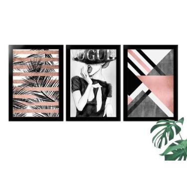 Imagem de Kit 3 Quadros Decorativos Com Molduras Vogue Rose Gold - D'Cora