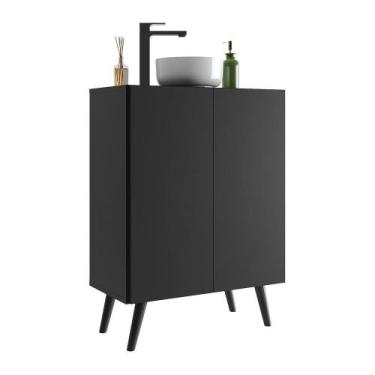 Imagem de Gabinete Banheiro 2 Portas Retrô 63cm Multimóveis V5006, Preto
