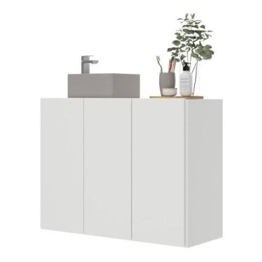 Imagem de Gabinete Banheiro 3 Portas Suspenso 90cm Multimóveis MP5029 Branco