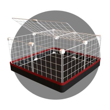Imagem de Cercado para Porquinho da Índia Coelho 60x60cm Branco com Teto e Tapete Higiênico Fácil Limpar